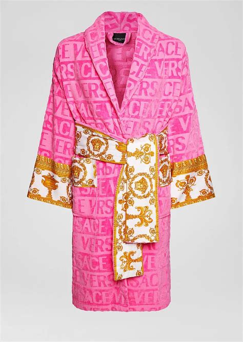 versace baby blue robe|pink Versace bathrobe.